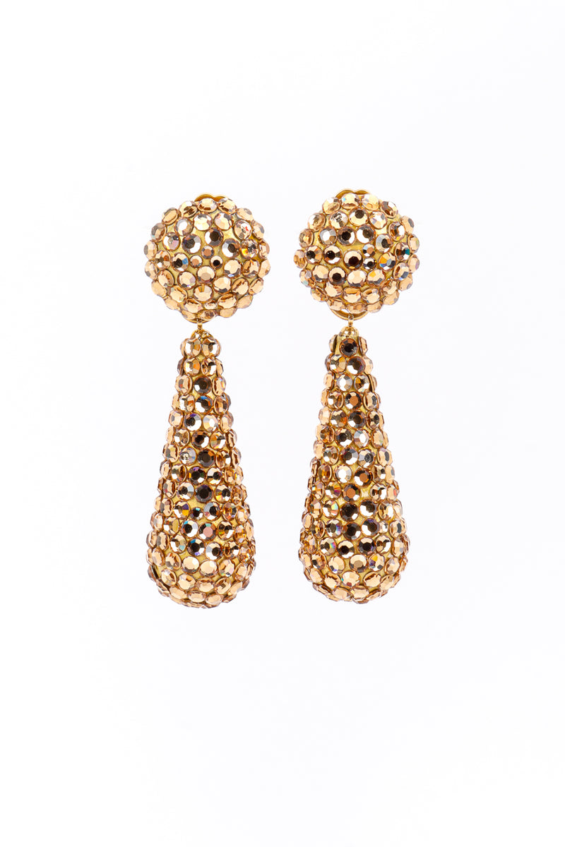 Vintage Richard Kerr Champagne Teardrop Rhinestone Earrings II front @recess la