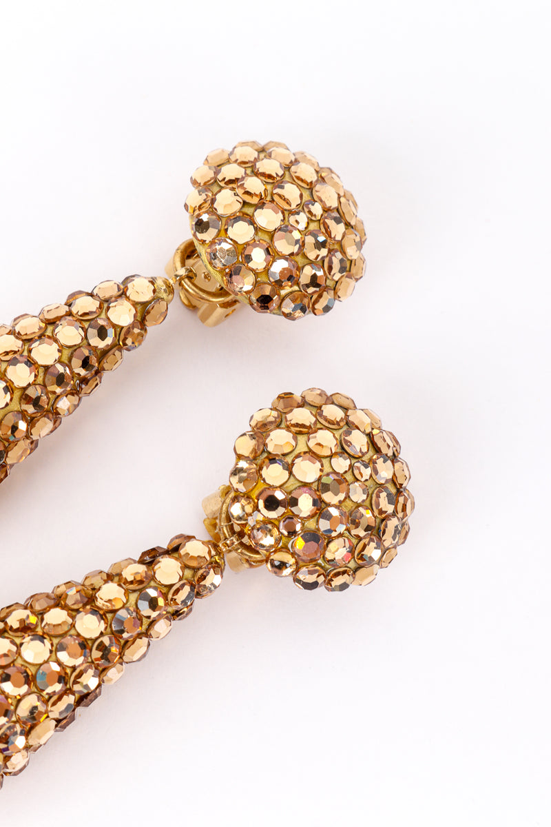 Vintage Richard Kerr Champagne Teardrop Rhinestone Earrings II button top closeup @recess la