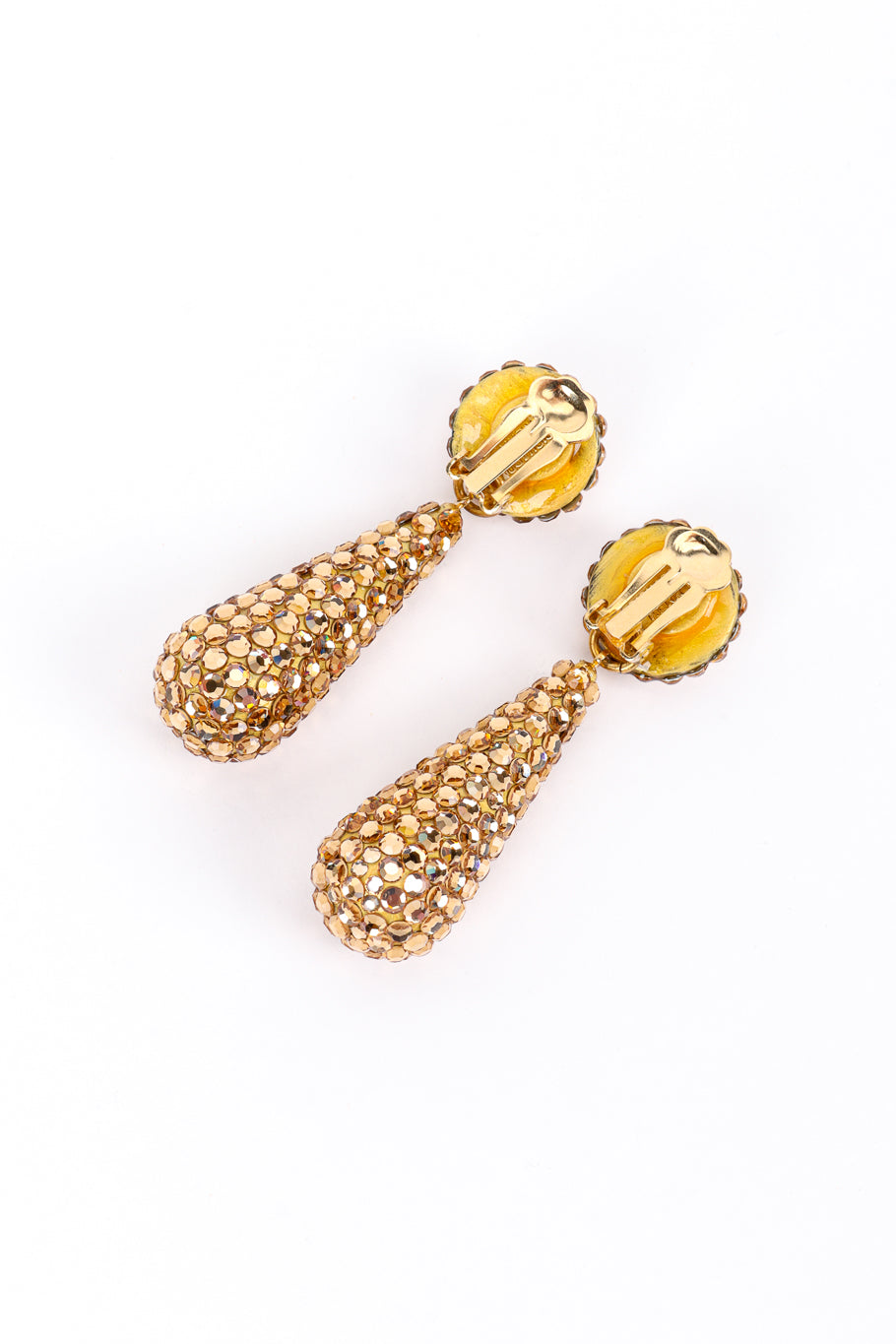 Vintage Richard Kerr Champagne Teardrop Rhinestone Earrings II back @recess la