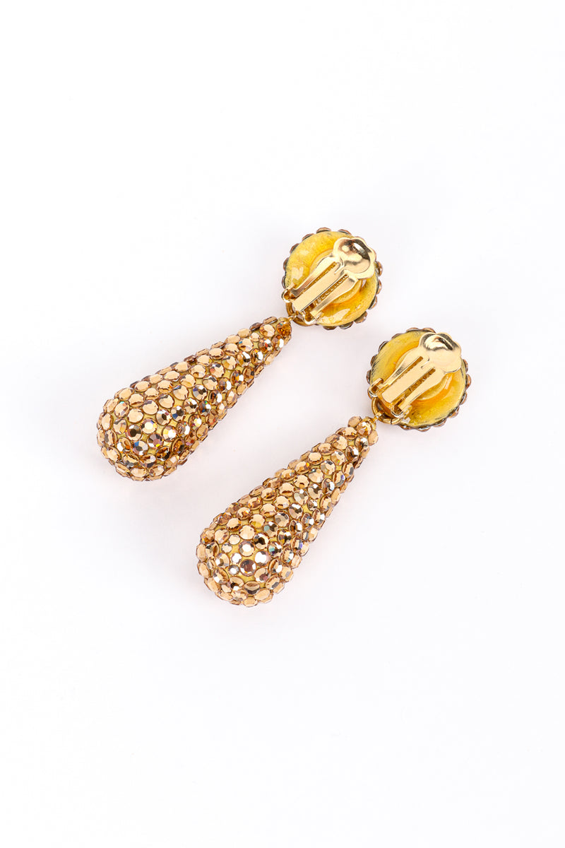 Vintage Richard Kerr Champagne Teardrop Rhinestone Earrings II back @recess la