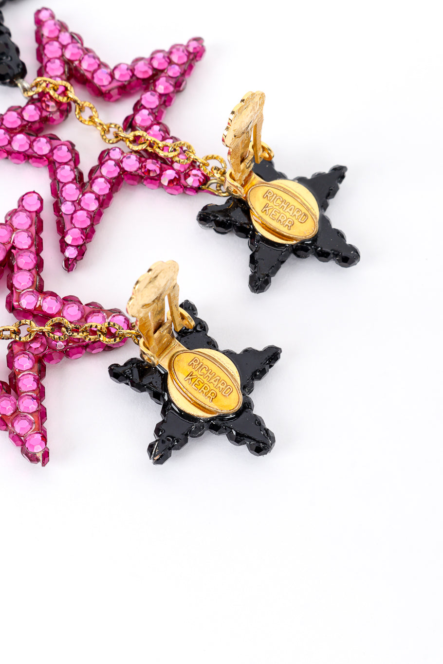 Vintage Richard Kerr Triple Star Drop Earrings signature cartouche @recess la