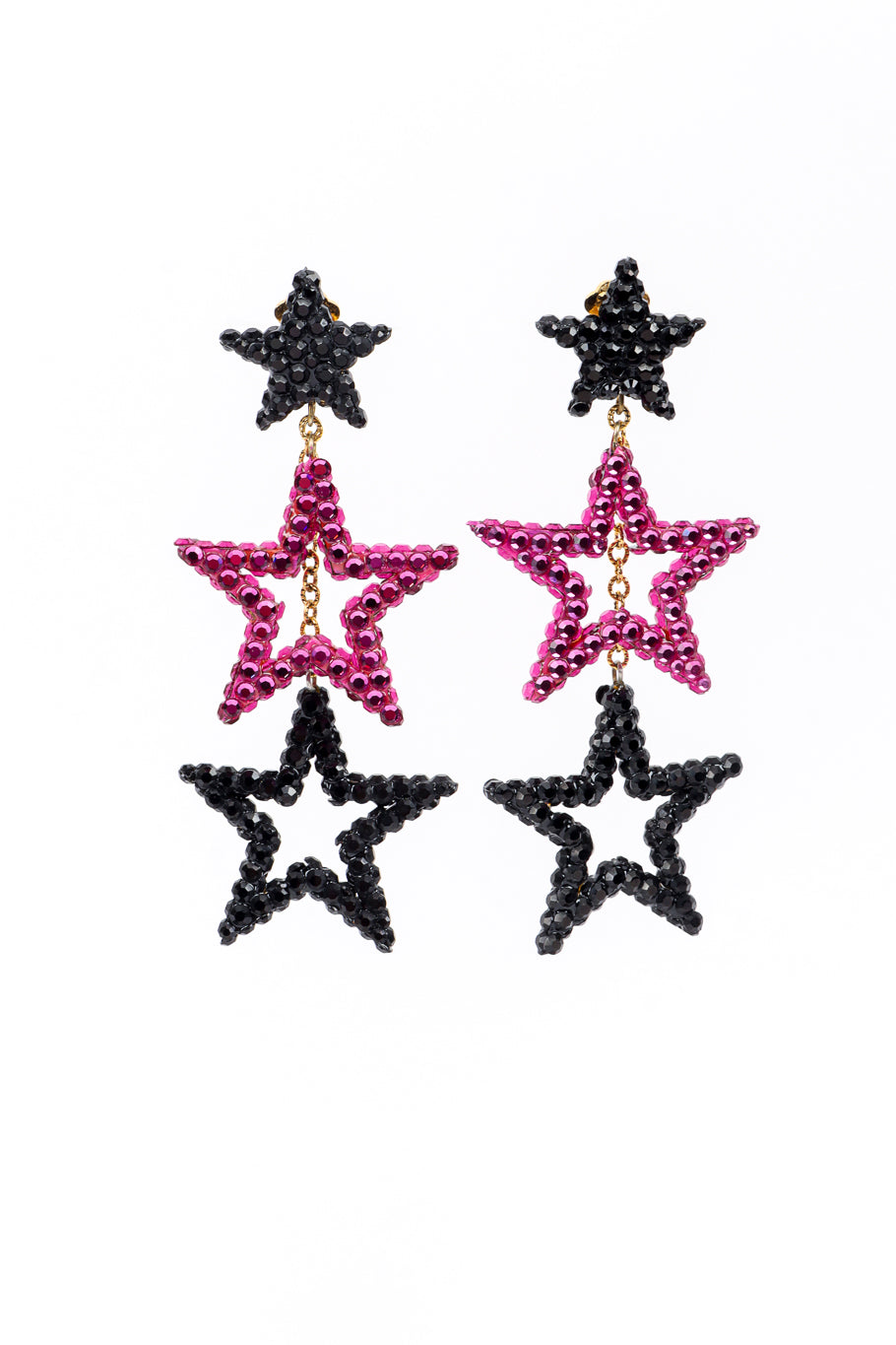 Vintage Richard Kerr Triple Star Drop Earrings front @recess la