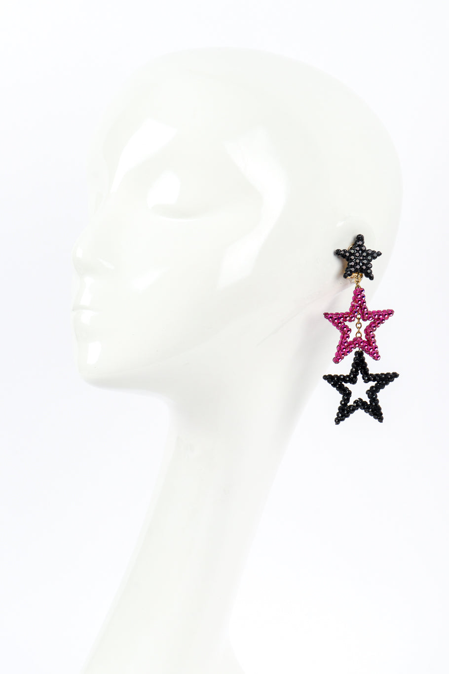 Vintage Richard Kerr Triple Star Drop Earrings on mannequin @recess la