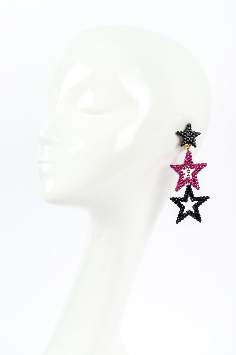 Vintage Richard Kerr Triple Star Drop Earrings on mannequin @recess la