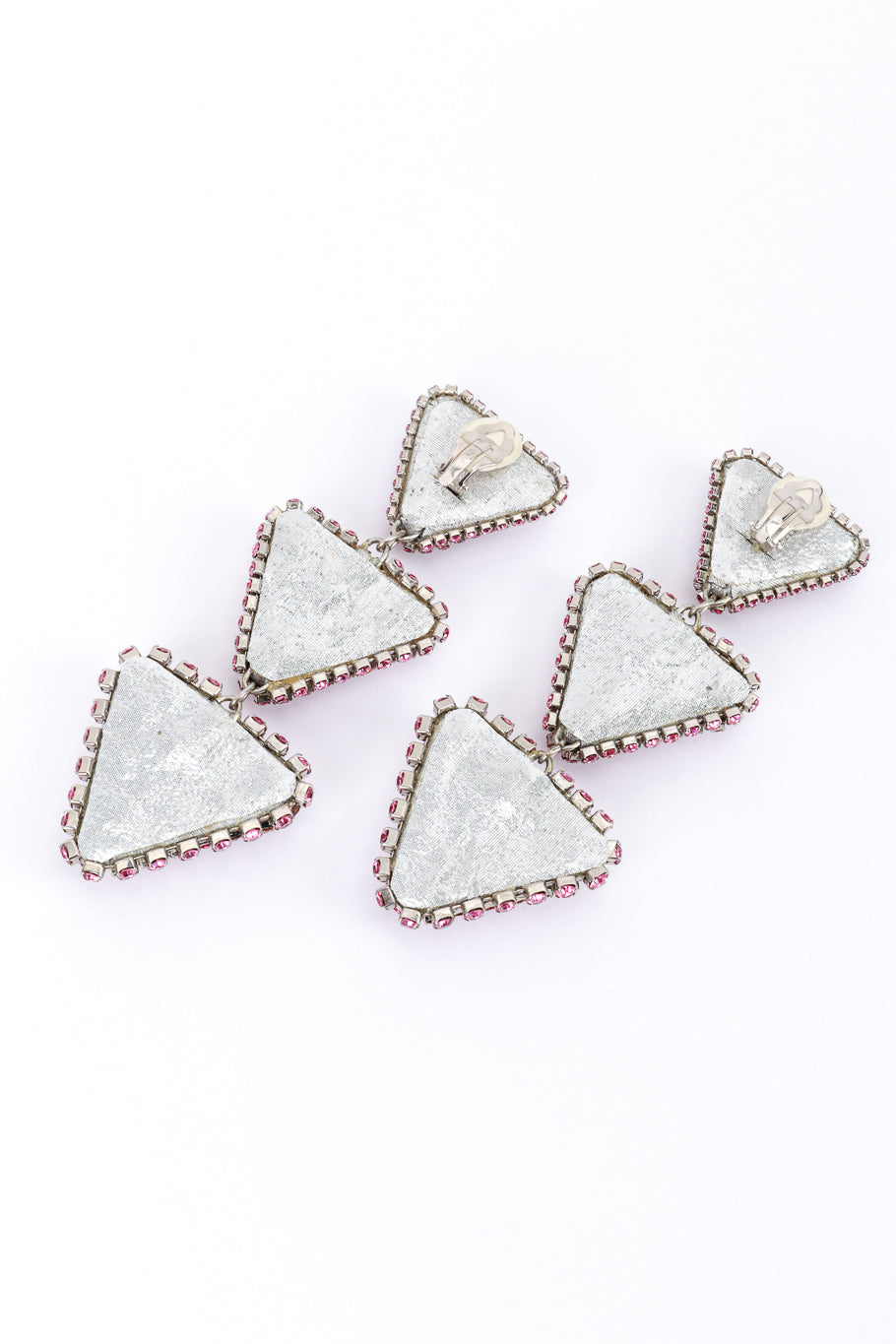 Vintage Rhinestone Triangle Tier Drop Earrings back @RECESS LA