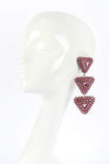 Vintage Rhinestone Triangle Tier Drop Earrings mannequin @RECESS LA