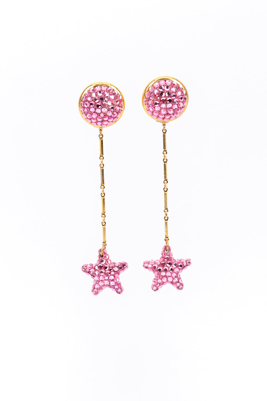 Vintage Long Star Drop Earrings front @recess la