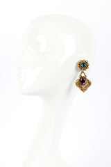 Vintage Butler & Wilson Cabochon Filigree Drop Earrings on mannequin @recessla