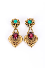 Vintage Butler & Wilson Cabochon Filigree Drop Earrings front @recessla