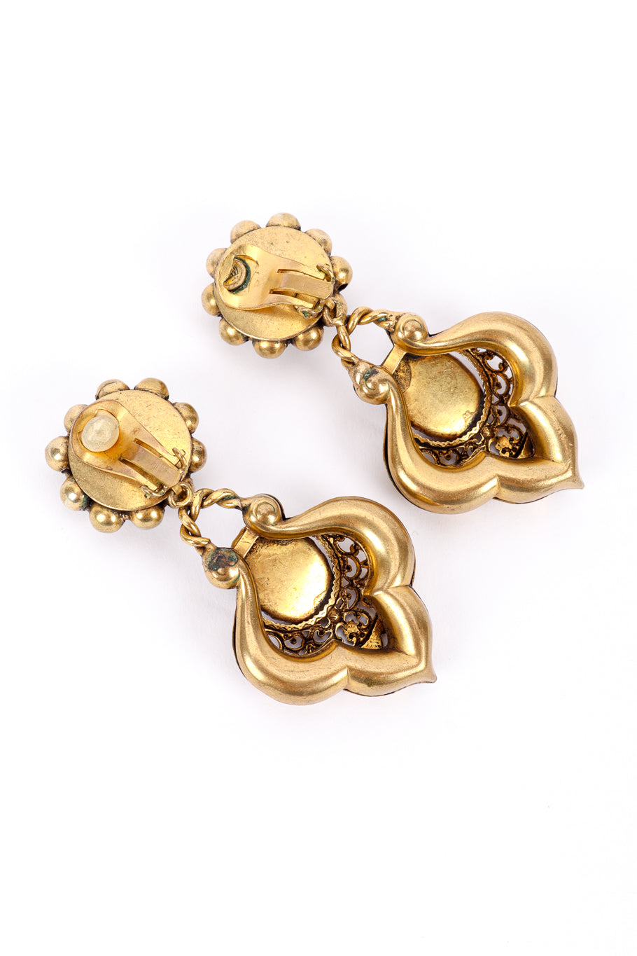 Vintage Butler & Wilson Cabochon Filigree Drop Earrings back @recessla