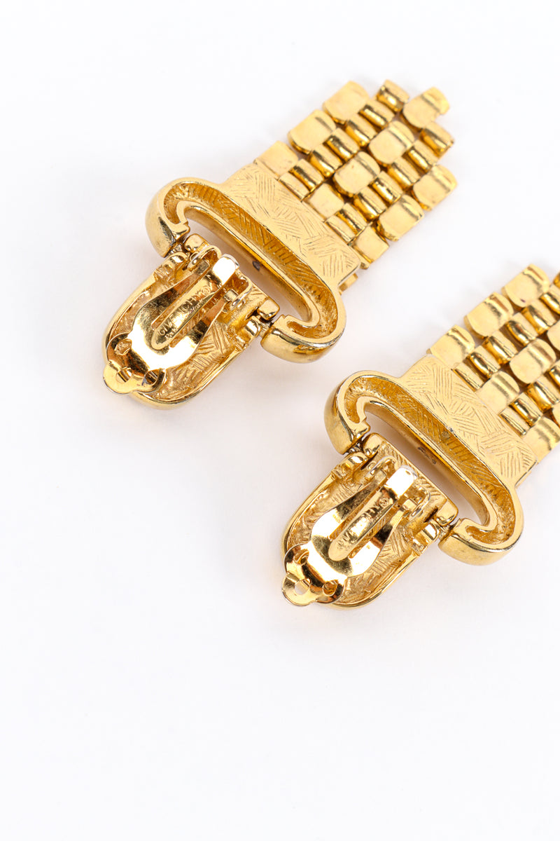 Vintage Givenchy Crystal Panther Chain Drop Earrings back signature closeup @recess la