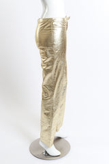 Vintage Elisabetta Rogiani Metallic Leather Pant right side on mannequin @recess la