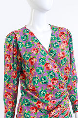 Emaunuel Ungaro Ruched Rose Print Silk Dress detail mannequin @RECESS LA