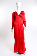 Vintage Emanuel Ungaro Silk Dot Fishtail Dress front on mannequin @recess la