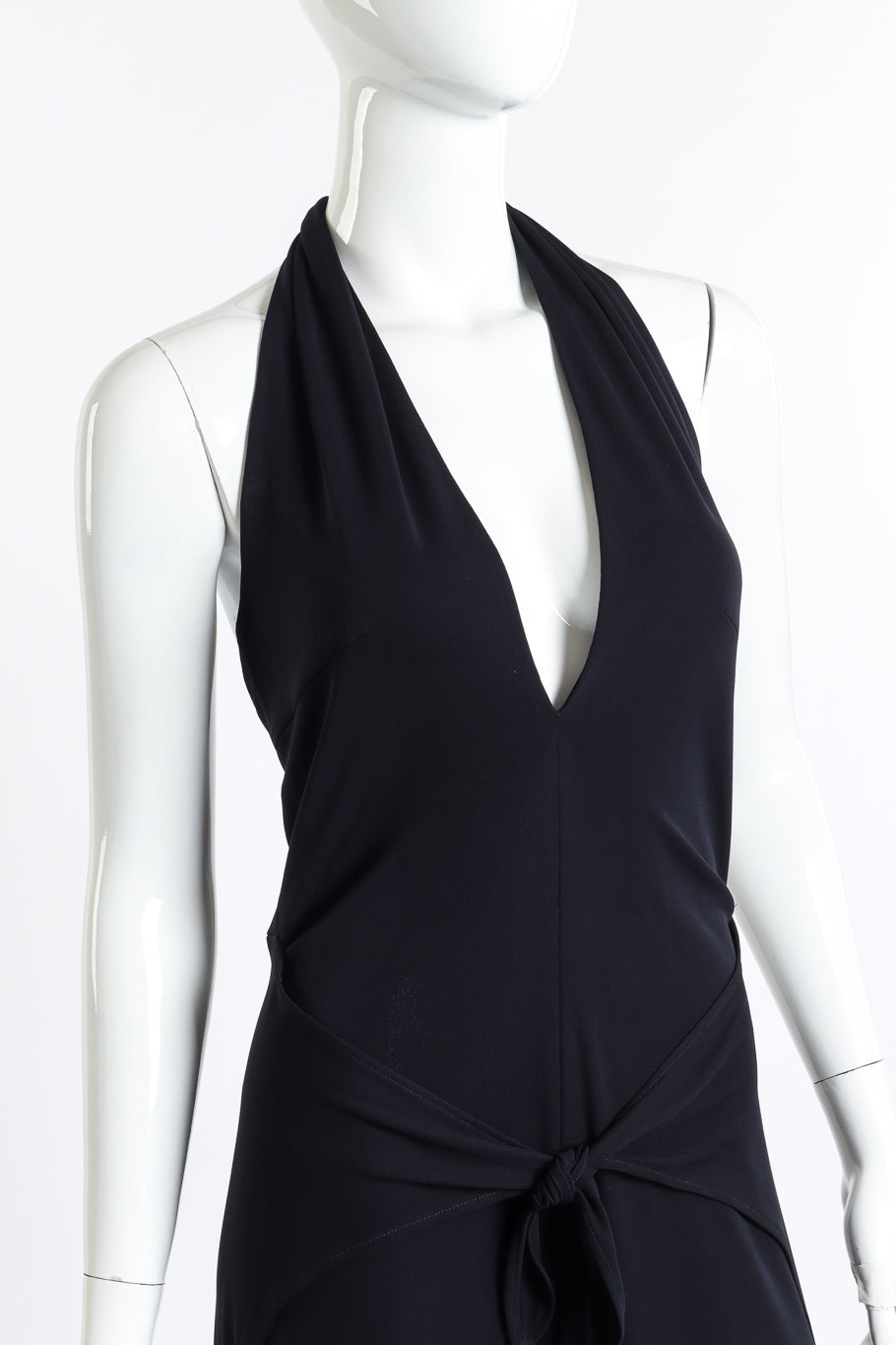 Escada Split Leg Halter Jumpsuit front on mannequin closeup @recess la