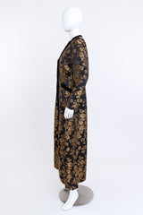 Vintage Escada Metallic Floral Brocade Duster & Pant Set side on mannequin @recess la