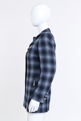 Vintage Escada Blue Check Longline Jacket side mannequin @RECESS LA