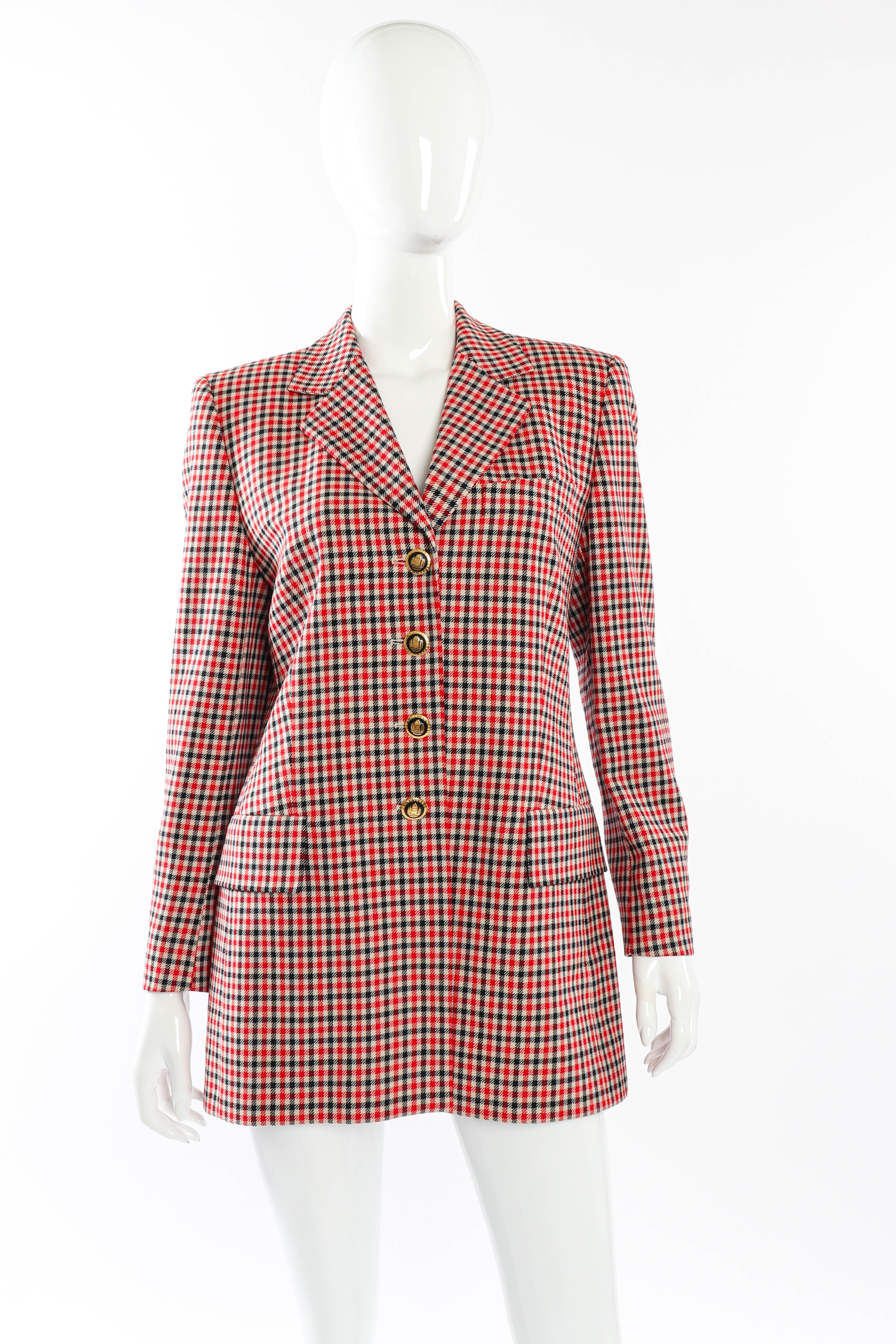 Vintage Escada Longline Checker Blazer front on mannequin @recessla