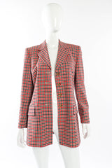 Vintage Escada Longline Checker Blazer open front on mannequin @recessla