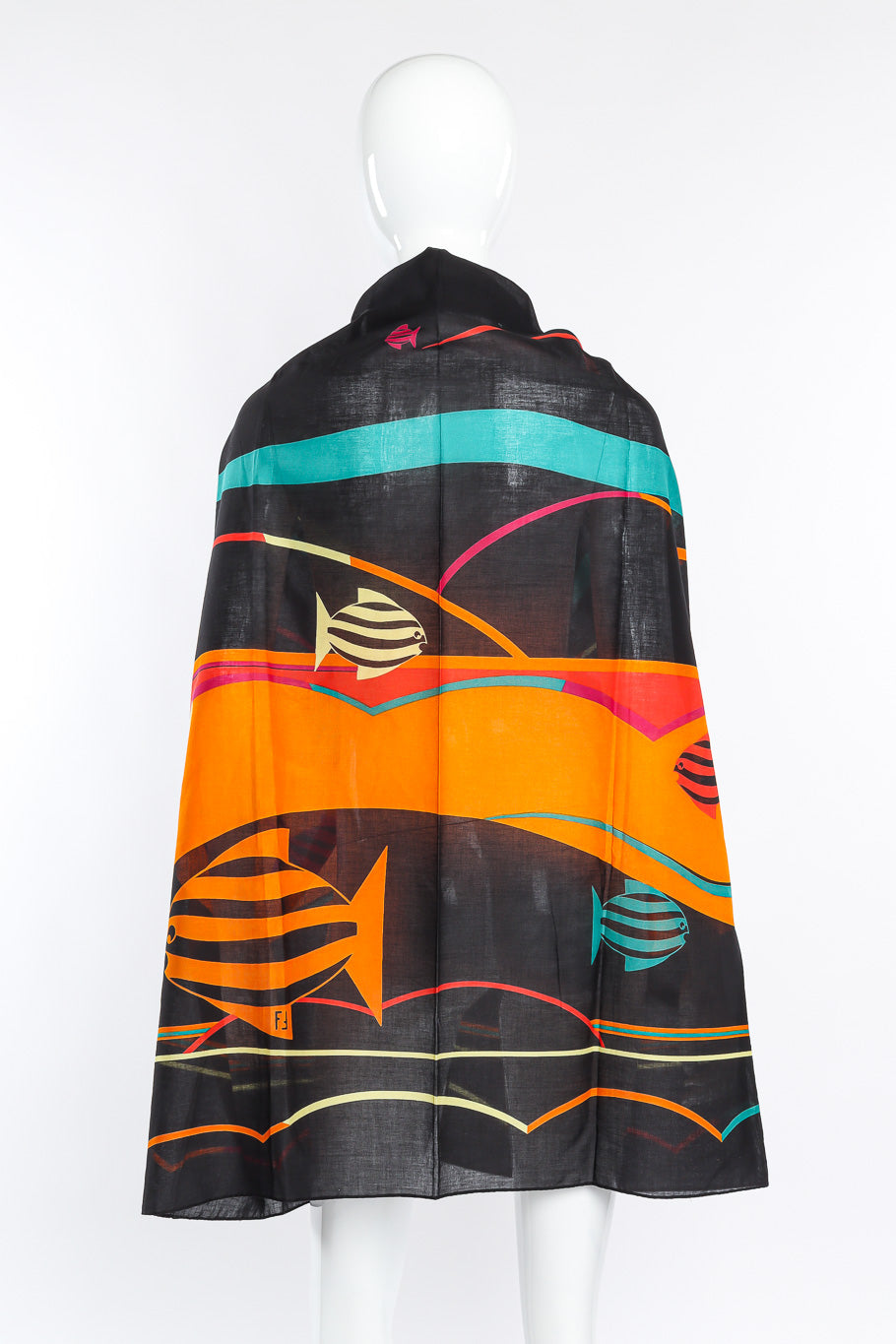 Vintage Fendi Fish Motif Cotton Scarf back view on mannequin @Recessla