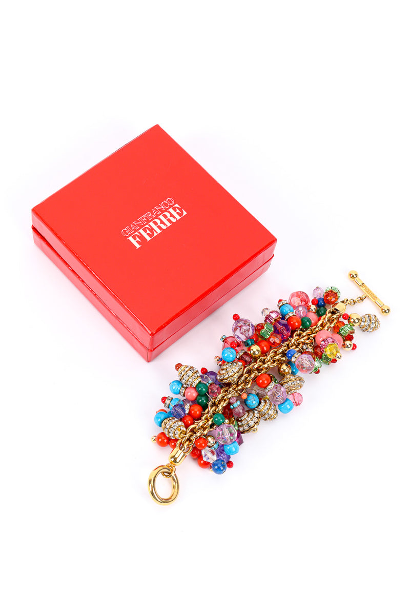 Vintage Gianfranco Ferre Chunky Beaded Charm Bracelet with box @recessla