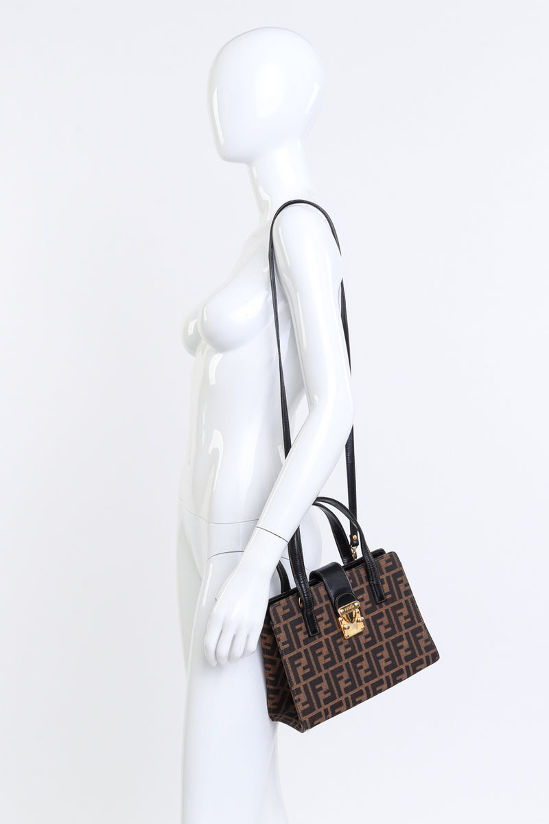 Vintage Fendi Zucca Canvas Handbag on mannequin @recess la