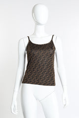 Vintage Fendi Zucca Cardigan and Tank Set tank front on mannequin @recess la