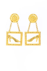 Vintage Salvatore Ferragamo Framed Heel Earrings front view @Recessla