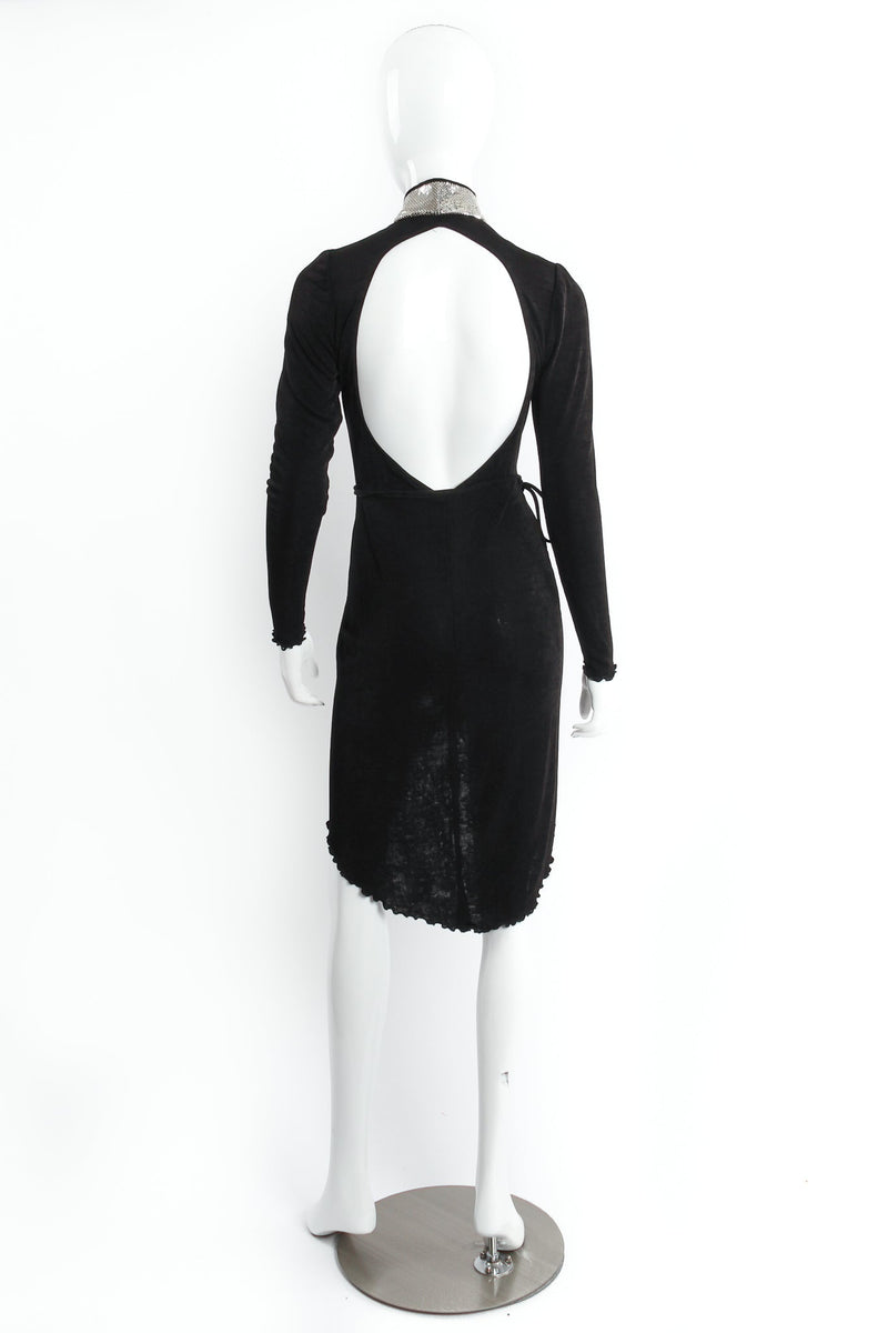 Vintage Anthony Ferrara Backless Choker Plunge Wrap Dress on Mannequin back at Recess Los Angeles