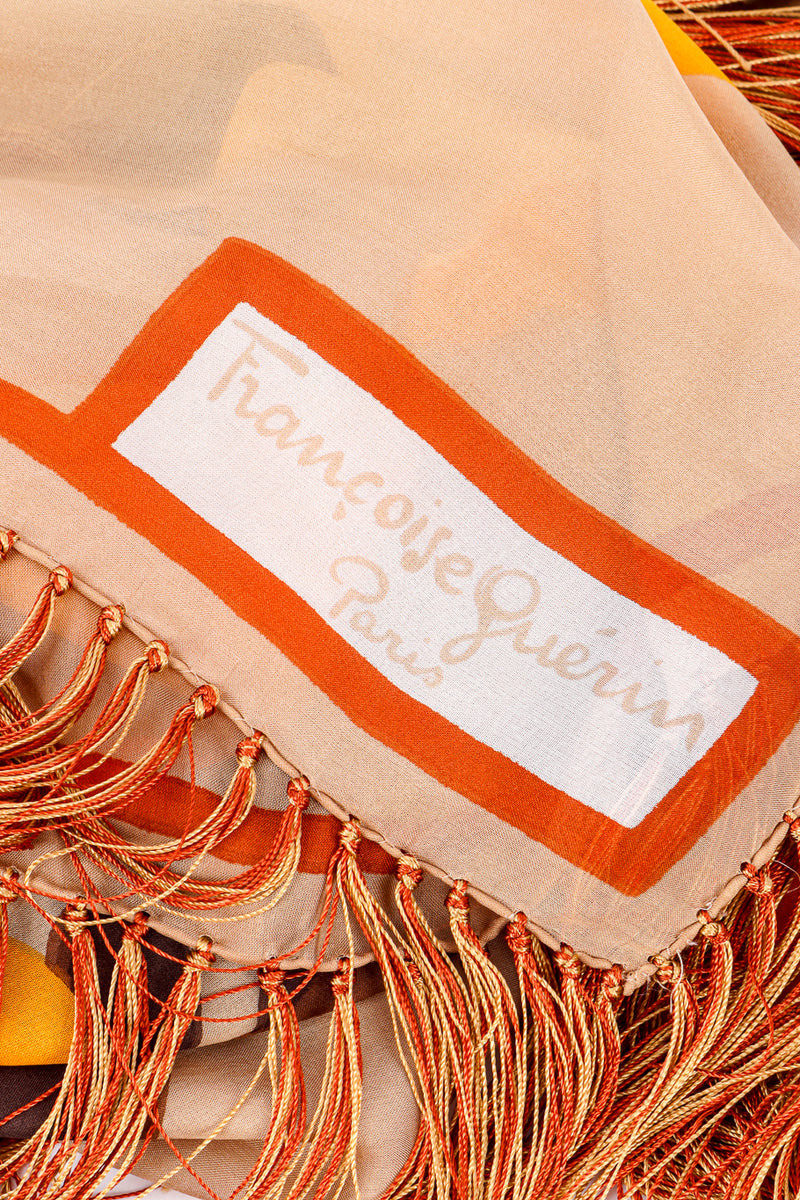 Vintage Francois Guerin Floral Fringe Scarf signature closeup @recessla