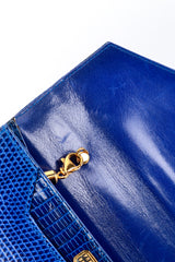 Fred Hayman Jeweled Jaguar Navy Lizard Clutch signs of wear @RECESS LA