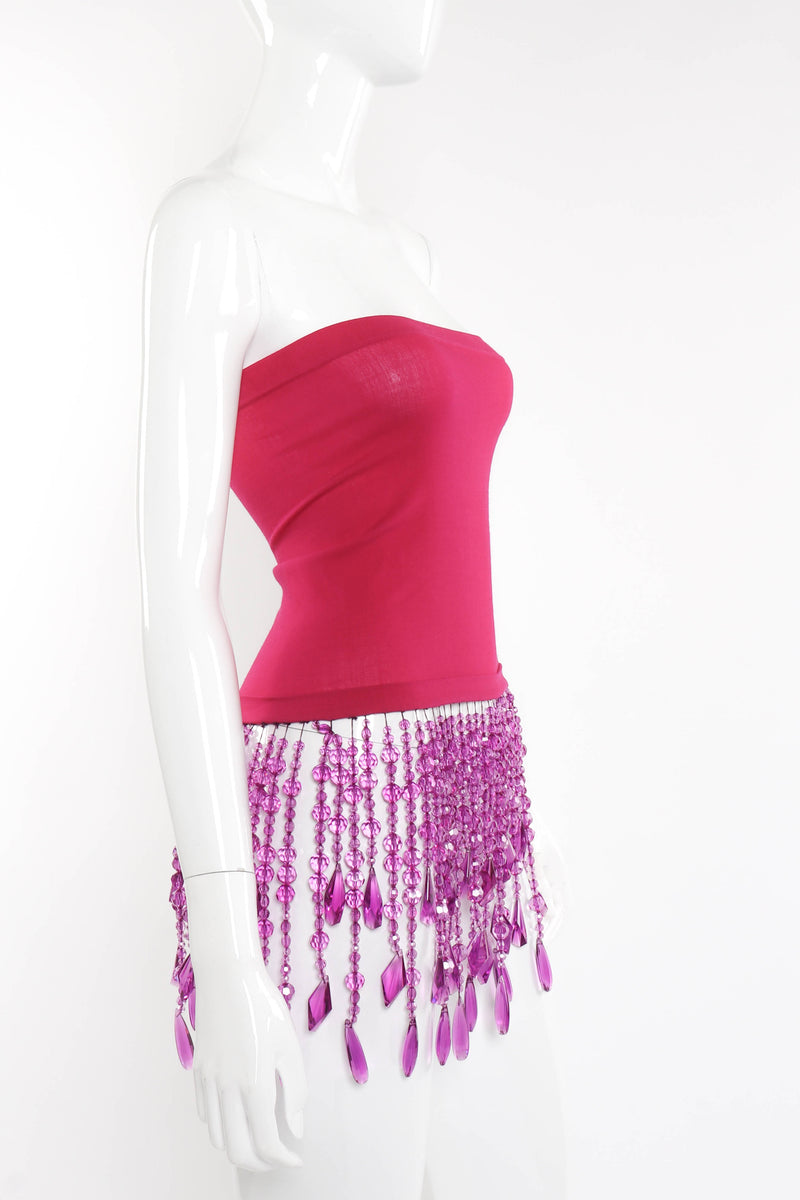 Vintage Bead Fringe Tube Top side on mannequin closeup @recess la