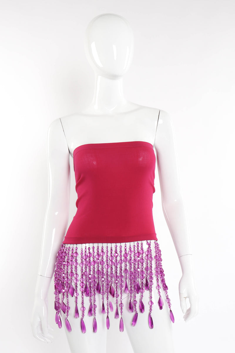 Vintage Bead Fringe Tube Top front on mannequin @recess la