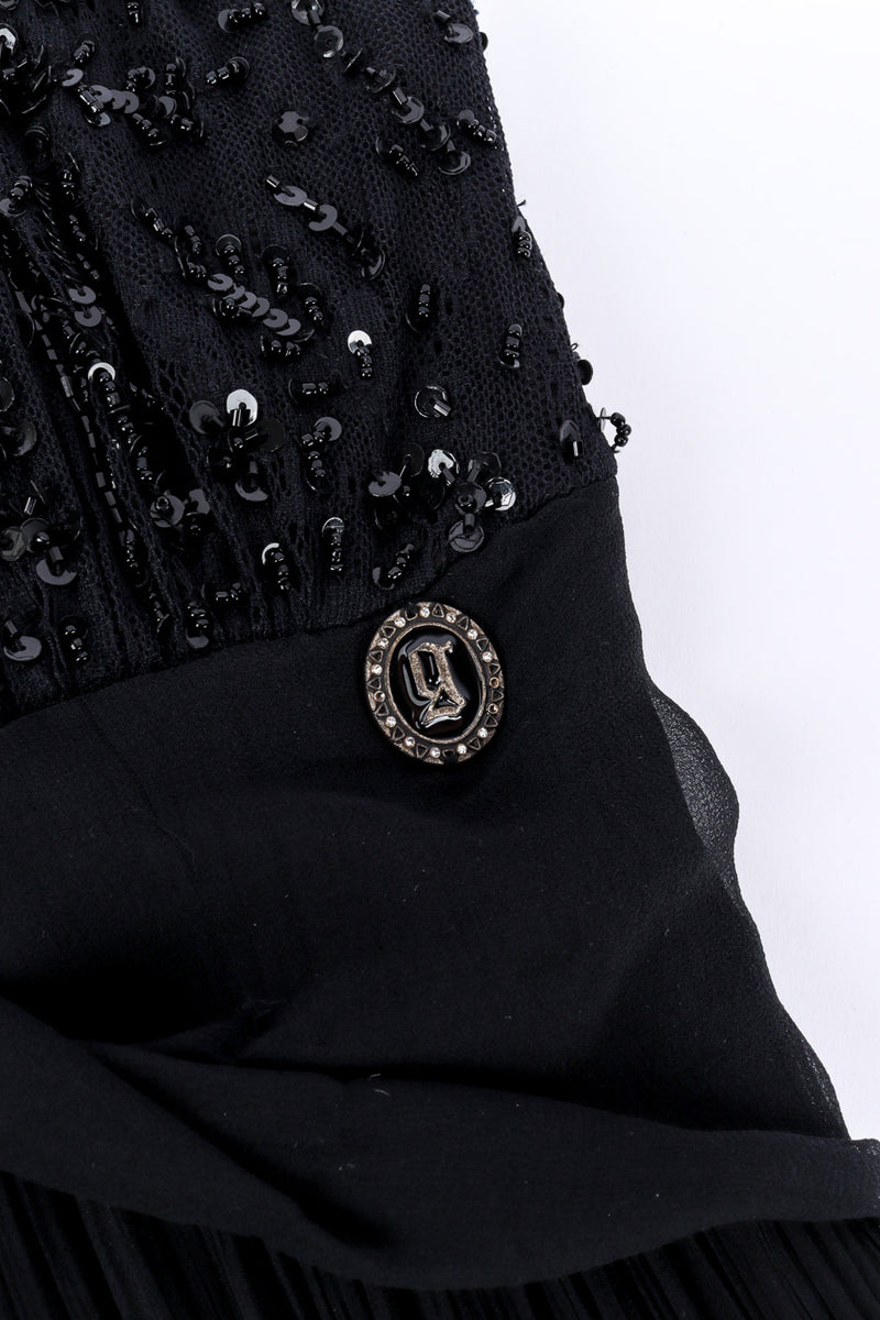 John Galliano Beaded Baby Doll Dress signature rhinestone charm closeup @Recessla