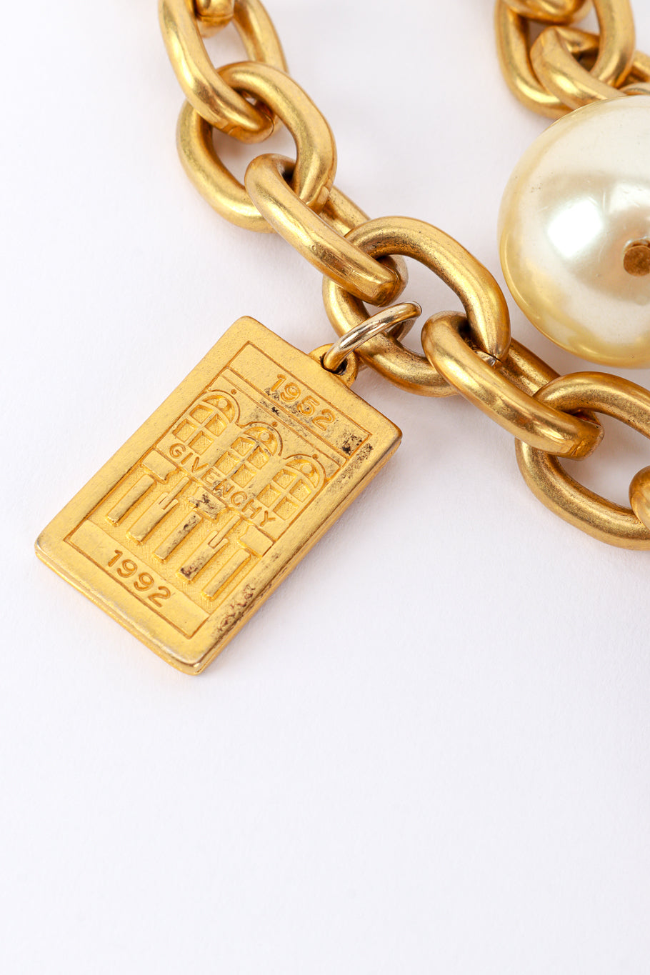 Givenchy Double Chain Souvenir Charm Necklace mark on charm closeup @RECESS LA