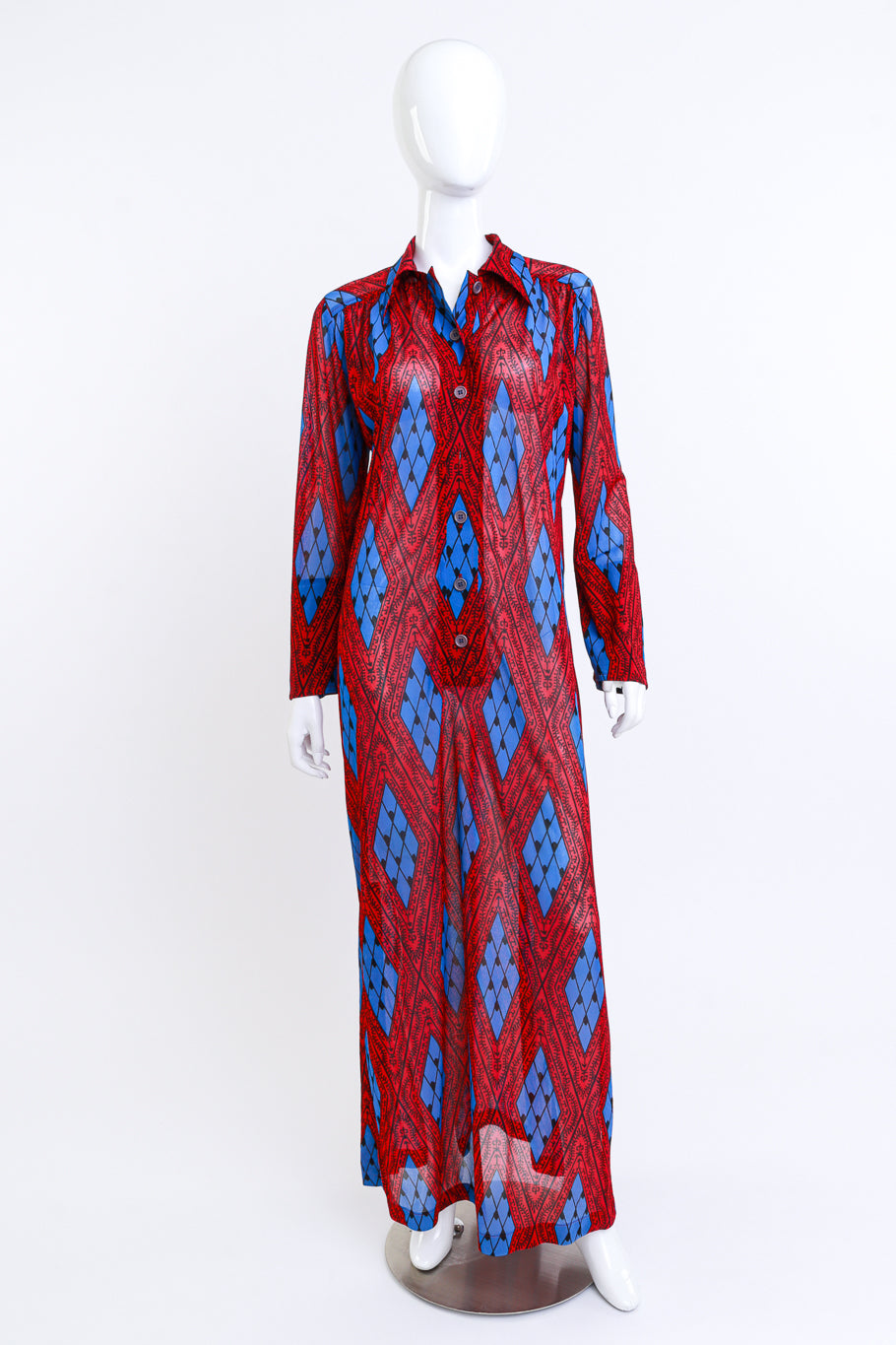 Gottex Harlequin Lattice Maxi Shirt Dress on mannequin @RECESS LA