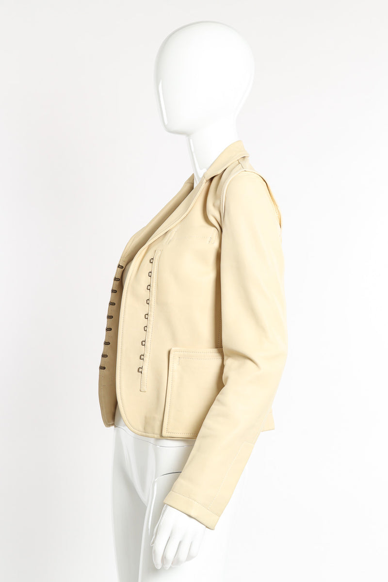 Leather jacket by Gucci on mannequin side @recessla