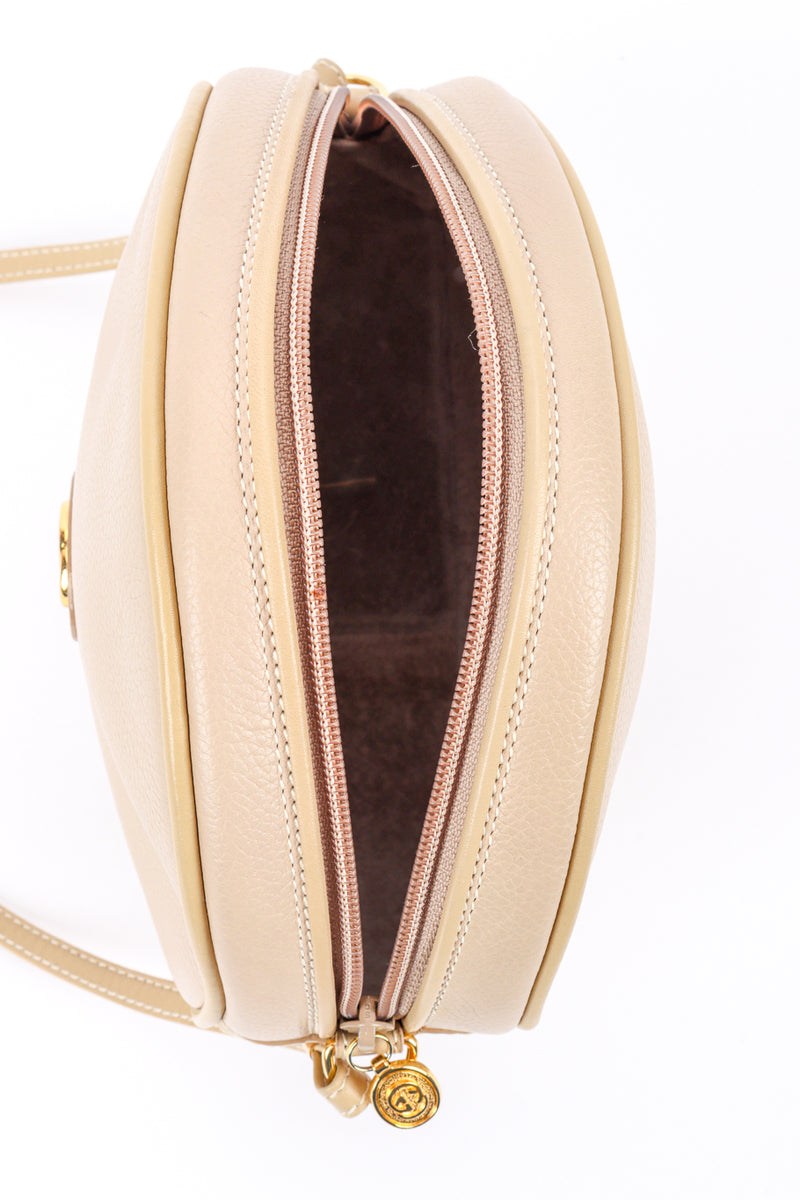 Vintage Gucci Leather Circle Bag top view of interior @recessla