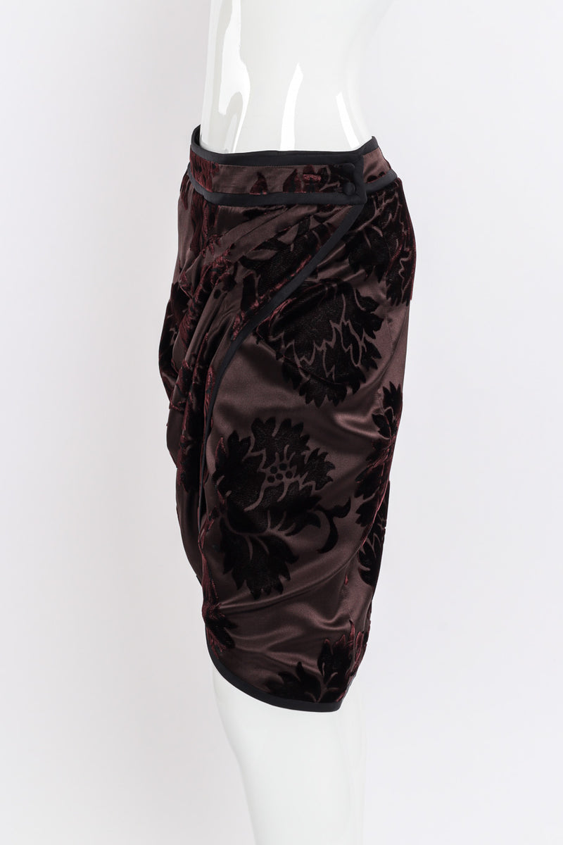 Gucci Velvet Burnout Wrap Skirt side view on mannequin @Recessla