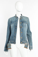 Bamboo Belt Denim Jacket by Gucci on mannequin front unbuttoned @recessla