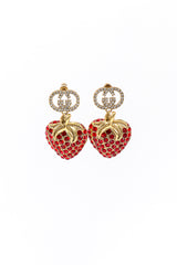 Gucci Crystal Strawberry Drop Earrings front @recess la