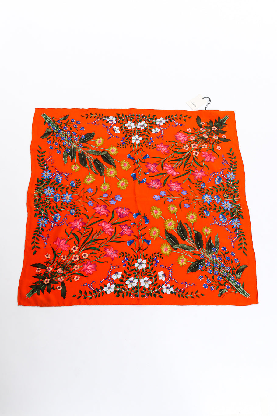 Gucci Floral Silk Scarf laid flat @recess la