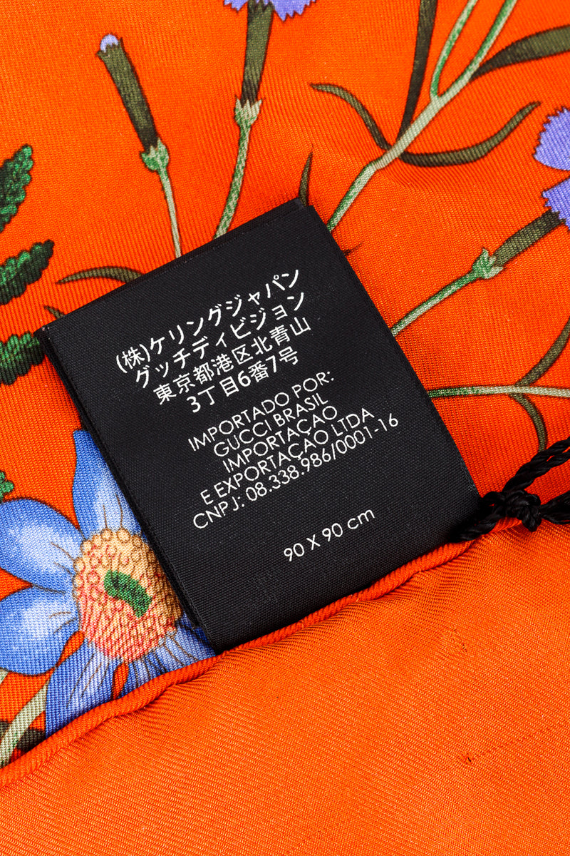 Gucci Floral Silk Scarf size tag @recess la