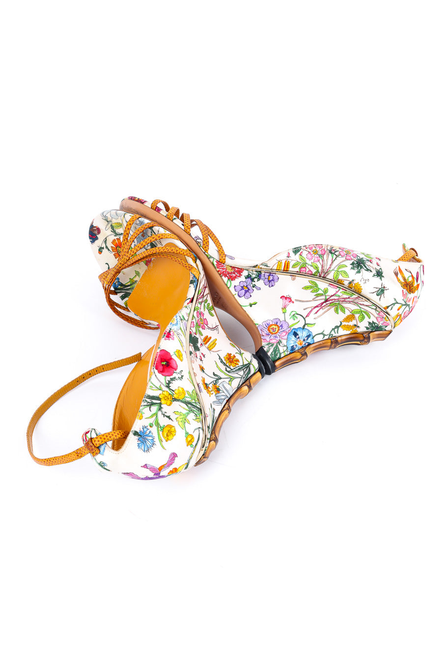 Gucci floral print bamboo wedge sandal product shot @recessla