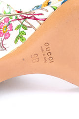 Gucci floral print bamboo wedge sandal product shot size and designer engraving @recessla