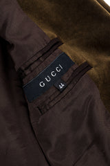 Gucci Leather Tie Velvet Blazer signature label closeup @recessla