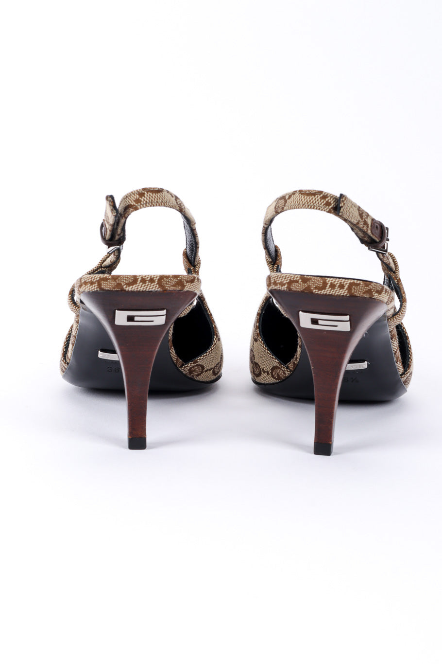 GG Logo-Jacquard Slingback Pumps by Gucci on white background backs @recessla