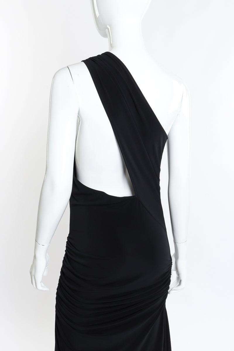 Vintage Janine Ruched One Shoulder Dress back on mannequin closeup @recess la