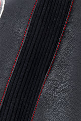 Junior Gaultier Patchwork Faux Leather Skirt side rib knit closeup @recess la