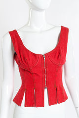 1993 S/S Denim Bustier Corset Top by Jean Paul Gaultier on mannequin front close @recess LA